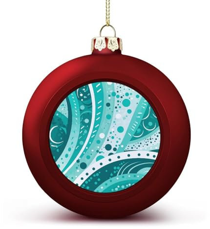 Weihnachtskugeln mit türkisem und weißem Hintergrund, 4,1 cm, glitzernd, hängende Weihnachtskugeln für Weihnachtsbaum-Anhänger, dekorative Christbaumkugeln für Weihnachtsbaumschmuck, 4 Stück