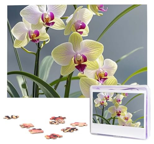 Puzzles, 1000 Teile, personalisierbar, bunte Orchideen, Blumen, Fotopuzzle mit Aufbewahrungstasche, herausforderndes Bilderpuzzle für Erwachsene, Bilderpuzzle für Familie, Dekor-Puzzle, 74,9 x 50 cm