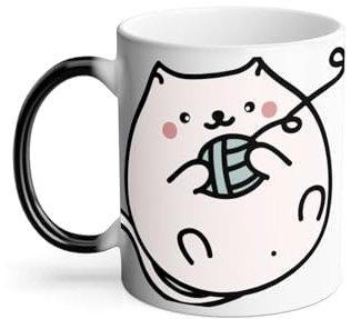 Mug Thermo-réactif Tasse Magique - Chat Pelotte de Laine Dessin Mignon Kawai - 325 ml