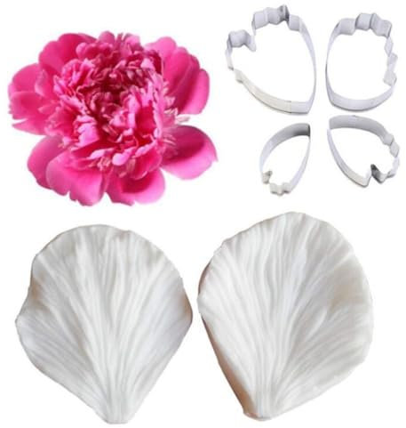 Silikon-Fondant-Formen, Blütenblatt-Blatt-Ader-Ausstecher-Set, Kuchendekoration, Blütenpaste, Blume, Silikonform, Zuckerhandwerk, Blume, Äderungsform-Werkzeug (Set D)