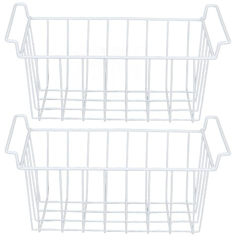 Truhen-Gefrierkörbe, 19,5 Zoll, 2 Stück, Kühlschrank-Gefrierkörbe, Große Haushaltsdraht-Aufbewahrungskörbe mit Griffen für die Speisekammer, 50 Stück (L 49,5 cm x B 24,5 cm x H