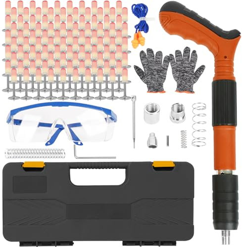 Pistola Manuale Sparachiodi con 100 pezzi chiodi 3 ingranaggi Regolabile Chiodatrice ad aria compressa Pistola a chiodi,Mini Pistola Manuale Sparachiodi in Acciaio per Cemento Armato