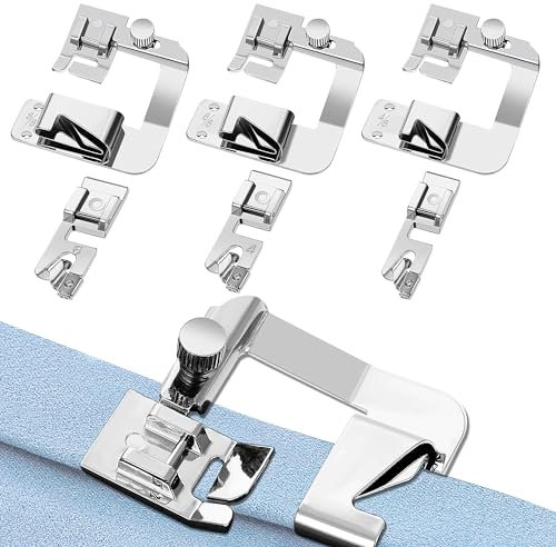 Tunejoy Nähfüße für Nähmaschine Rollsaumfüße Multifunktions Nähfuss Set Kompatibel mit Brother W6 Singer Janome 6 Größen 3/4/6 mm 4/8,6/8,8/8 Zoll 6 Stück aus Legiertem Stahl