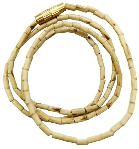 Kanthi Mala aus natürlichem Tulsi-Holz, braun, 108 + 1 Basilikum-Stiel, Roserieperlen, Halsmala, 1 Stück