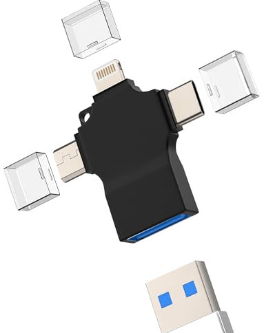 Adaptador USB C Lightning Micro USB Macho a OTG 3.0 Hembra Adapter para Apple iPhone 16 15 14 13 12 Pro MAX Tarjetas Lector Cable para iPad Tipo C Android Conector Compatible con Samsung S25 S24