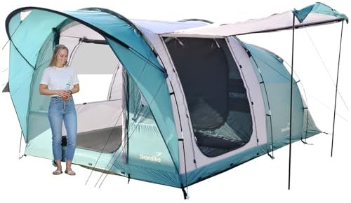 Skandika Tunnelzelt Egersund 3 Sleeper Protect | Camping Zelt für 3 Personen, Sleeper Technologie, eingenähter Zeltboden, nachtschwarz Schlafkabine, 2 m Stehhöhe (3 Personen | Sleeper, grün)