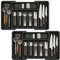 ABHENG Range Couverts, Paquet de 2, Organisateur d'ustensiles, Tiroir pour Ustensiles de Cuisine Extensible et Réglable,Porte-couteaux en plastique avec multiples compartiments,cuillères,Noir,AFD012B