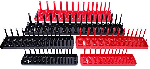 DUIMIMI 6Pcs Socket Organizer, Plastic Socket Holder, Multifunctional Tool Tray, Socket Storage Rack, Compatible with 1/4, 3/8, 1/2 Inch, 6-27mm, for Toolbox Drawer