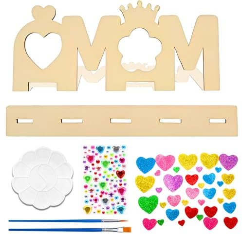 8-Stück Muttertaggeschenk Set, Bilderrahmen Basteln Muttertagsgeschenk, Bilderrahmen Zum Bemalen Mama Geschenk Muttertag, Handgefertigte Holzhalterung Dienen Als Muttertagsgeschenk Für Mama