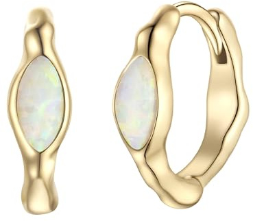 Glanzstücke München Damen Creolen Sterling Silber gelbvergoldet mit Opal weiß Silberohrcreolen