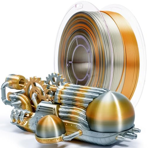 ZIRO Silk Multicolor 3D Drucker Filament, Seide Regenbogen PLA Filament 1.75mm, Schnelles Gefälle PLA 1kg für Die Meisten 3D Drucker, Maßgenauigkeit +/-0.03mm, Metallische Fusion