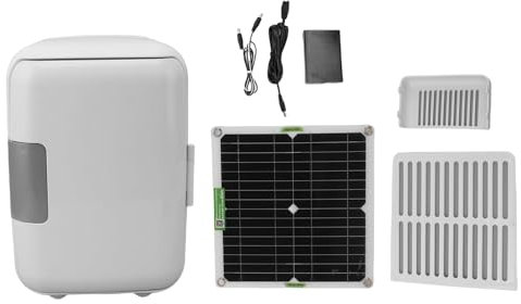 KMGDM Upgrades Refrigerador portátil con energía solar, refrigerador solar compacto, monocristalino, panel solar, refrigerador para camping