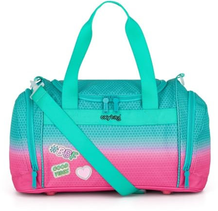 OXY BAG Kinder Sporttasche Pink – geräumige Freizeittasche mit separatem Schuhfach, 2 Seitentaschen, verstellbarem Schultergurt, 100% Polyester, 45×28×22 cm, 600 g