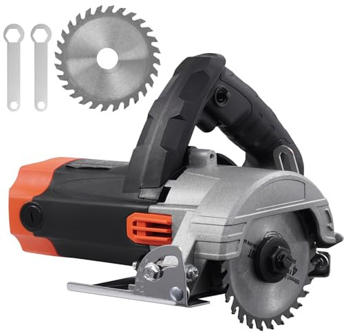 wowspeed Circular Saw 1500W with Plug, 220V Circular Saws 13000RPM, Electric Cir-cular Saw with Safe Button, Maximum Cutting Depth of 38MM (45°), 55MM (90°), 1 Blade Ideal for Wood, Plastic, Tile