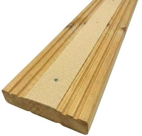 GreenTec 1pk 600mm Beige GRP Anti-Slip Decking Strips | 3mm thick, 50mm wide pre-drilled GRP strips for decking, steps and ramps, with fixings included for outdoor grip.