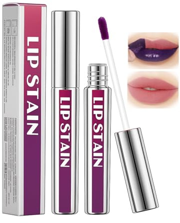 Lip Stain Long Lasting Liquid Lipstick with Applicator - Waterproof Matte Lip Gloss, Vibrant Light Pink and Deep Purple Smudge Proof Shades, Velvety Finish for All-Day Wear