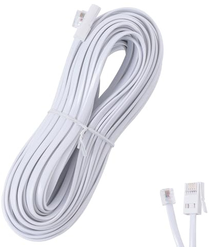 Ubramac BT Telephone Extension Cable 25M, White BT Male to Male 6-Pin Straight Through for UK Landline Phone Cord Home & Office Fax Modem Extender 6 Wire