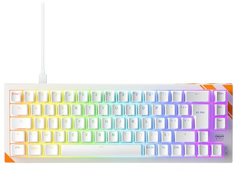 Cherry XTRFY K5 Pro TMR Compact Gaming-Tastatur, kabelgebunden, magnetisch, MK Crystal Switches, Hot-Swap, Rapid Trigger, SnapKey, Klangdämpfung, 8000 Hz, FR-Layout (AZERTY), Weiß