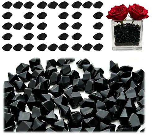 Hexizexi Dekosteine 800 Stück Schwarz Acryl Deko Diamanten Muggelsteine | Dekosteine für Vasen Diamanten Deko für Vasen Party Tischdekoration Kunsthandwerk