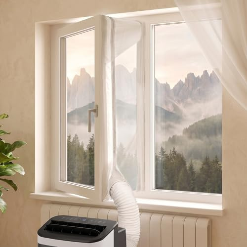Klimaanlage Fensterabdichtung 400cm (1 Schlauch) für mobile Klimageräte AC-Lock 400, Fensterabdichtung Klimaanlage Kippfenster, Dachfenster. Hot Air Stop Mini Klimaanlage Ohne Bohren