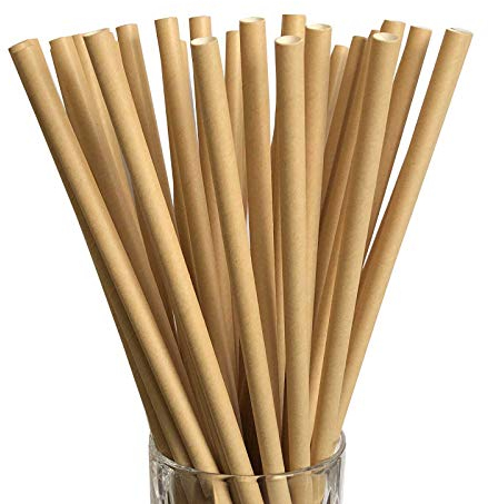 LUXENTU Strohhalme Trinkhalme aus Papier - 100, 300, 500 oder 1000 Stück - (100 Stück, Natur/Jumbo)