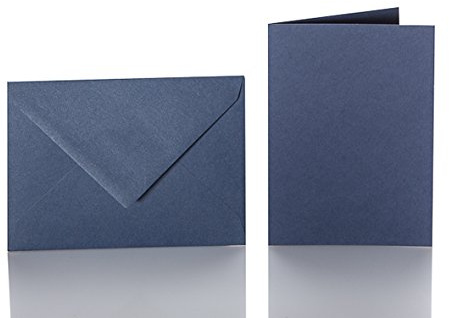 Paper24 Karten mit Umschlag DIN B6 125x176 mm, 120g/m² stark, Faltkarte 120x170 mm, 240 g/m² (25 Stück in Dunkelblau) für Grußkarten, Hochzeit, Geburtstag