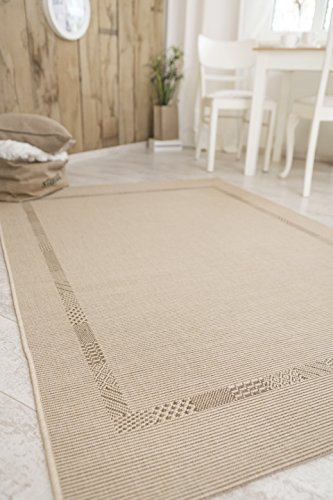 andiamo In- & Outdoor Kurzflor Louisville Webteppich ohne Flor Bordüre Teppich Polypropylen beige 133x190 cm