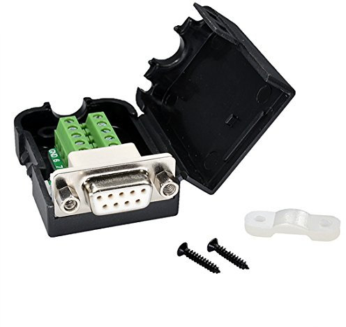 Oiyagai Adaptador DB9 D-SUB RS232 VGA 9 Pines Señales Terminal Breakout Cubierta Plástica 2 Filas (Hembra con Tuerca)