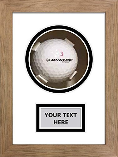 Kwik Picture Framing Ltd Golf Ball Display Case for Signed Golf Ball White Mount - Oak Frame