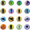 Julie Wang 50PCS 30MM Dragon Cat Eye Flatback Glass Cabochon for Doll Animal Eyes Making Jewelry Crafts DIY Supplies