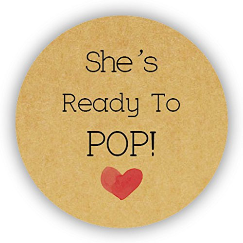 100x Liebe Herz BABY SHOWER She's Ready to POP Stickers Popcorn Tüten Aufkleber Siegel - 4 cm Runde Schwangerschaft Party Babyparty Geschenkaufkleber Etiketten About to Pop Papieraufkleber - UNI 062
