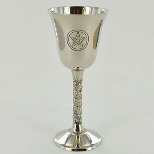 Silver Goblet with Magic Symbol Pentagram for Neopaganism Wicca Gifts & Ritual Decor