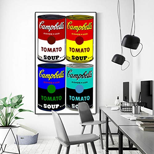 N / A Dekorative Drucke aus Leinwand Ölgemälde Berühmte Campbell's Suppe Klassische Wandkunst Leinwandbilder Wandbilder für Wohnzimmer Dekor -40x60cm