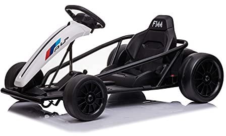 Driftkart Drift-CAR 24V, Weiss, Glatte Drifträder, 2 x 350W Motor, Driftmodus bei 13 km/h, 24V Batterie, solide Konstruktion
