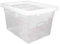 Optimal Products Clear Plastic Storage Box Boxes With Lids UK BRITISH MADE Home Office Stackable Transparent Plastic Boxes, Size 5,11,24,28,35,45 Litre (1 Box, 24 Litre)