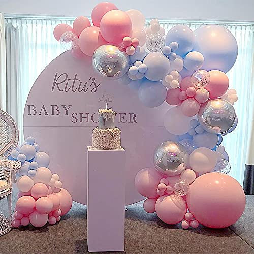 BIRLON Ballon Girlande Rosa Blau, Baby Shower Luftballon Gender Reveal Party Dekoration Ballongirlande Ballonbogen Kit mit Latexballon und Metallic Ballon für Geburtstag Party Hochzeit Deko