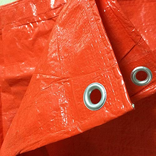 5 x 6 m Orange Tarpaulin Waterproof Heavy Duty Tarp Sheet Cover, Groundsheet - Waterproof, Weatherproof, Frost-Resistant, UV Protection, Universal, Multipurpose, Reinforced Eyelets