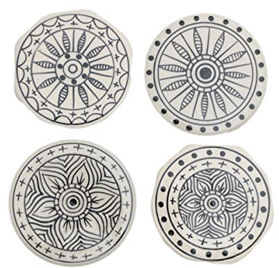 Topfuntersetzer Rund Keramik Bunt Hitzebeständig (Bali 10cm Set/4)