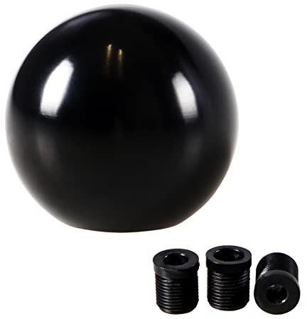 YIUIY Universal Round Ball Gear Shift Knob,Chrome Finish Aluminum Shifter Knobs with 3 Adapters Compatible with Manual and Automatic Transmission Car(Black)