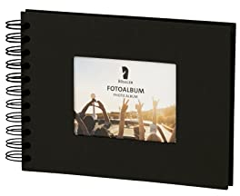 Rössler Papier 13293200702 - Fotoalbum mit Wire-O-Bindung, Passepartout-Ausschnitt, Schwarz, 40 Seiten, 145 x 195 x 25 mm, 1 Stück