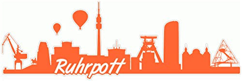 Samunshi® Ruhrpott Skyline Aufkleber Sticker Autoaufkleber City Gedruckt - 60x19,6cm orange