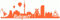 Samunshi® Ruhrpott Skyline Aufkleber Sticker Autoaufkleber City Gedruckt - 60x19,6cm orange