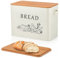 Joyfair Bread Bin, Metal Bread Box with Bamboo Cutting Board Lid, Extra Large Loaf Holder for Kitchen Countertop, Vintage Storage Container fit 2 Loaves, Space Saving & Farmhouse Style, Cream