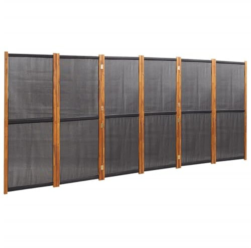 vidaXL Raumteiler 6-TLG. Trennwand Stellwand Paravent Spanische Wand Sichtschutz Umkleide Faltwand Raumtrenner Holz Schwarz 420x180 cm
