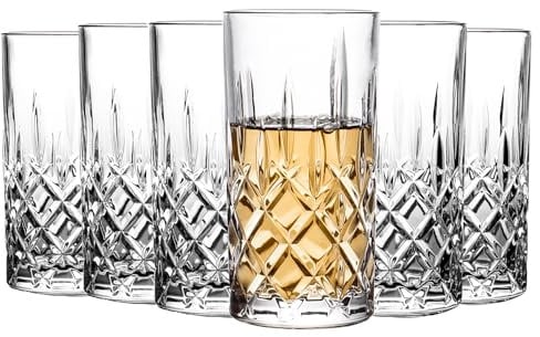 binsakao Lot de 6 verres highball de 423 ml - Verres à eau en cristal - Tasses hautes pour cocktails, boissons, eau, bière, soda