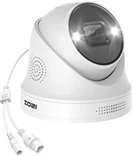 ZOSI 5MP PoE Security Camera with Person Vehicle Detection,2-Way Audio,Color Night Vision,Sound & Light Alarm,IP66 Weatherproof for Outdoor Indoor,with Micro SD Card Slot,Only Work POE NVR