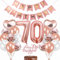 Dalettu Deko 70. Geburtstag Frau, Ballon 70. Geburtstag Deko Frauen, Geburtstagsdeko 70 Jahre Frau, Rosegold Tortendeko Geburtstag 70. Frau, Happy Birthday Banner Deko 70 Geburtstag Frauen