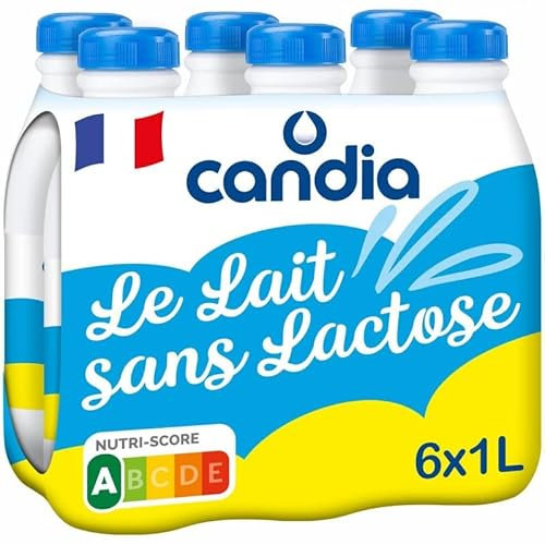 Candia Leche sin lactosa, ligera, suave y digerible – 6 x 1 l – para una fácil digestión y un sabor delicioso – Formato práctico para toda la familia
