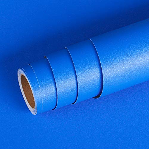 Livelynine Vinilo Adhesivo Muebles Azul Mate 40CMx500CM Lavable Papel Pintado Pared Azul Papel Adhesivo para Muebles Azul Oscuro Cocina Armarios Escritorio Papel Autoadhesivo Pared Dormitorio Juvenil