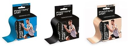 Pinotape Sport | CLASSIC SET | 3 Tapes je 5 cm x 5 m | Wasserfestes Kinesiotape | Extra Stark | Blau, Schwarz und Light Beige